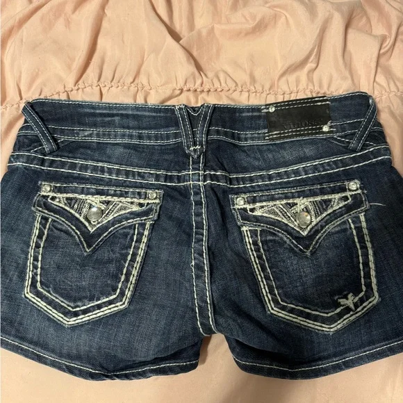 Vigoss Dark Blue Jean Shorts with White Stitching - Picture 2 of 4